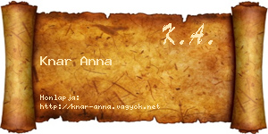 Knar Anna névjegykártya